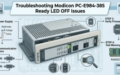 Troubleshooting Modicon PC-E984-385 Ready LED OFF Issues