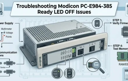 Troubleshooting Modicon PC-E984-385 Ready LED OFF Issues