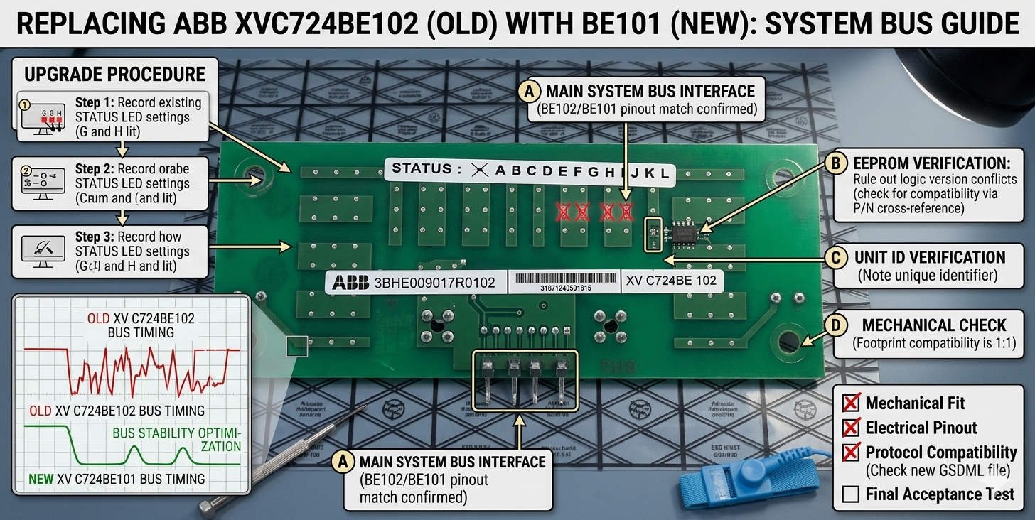 Replacing ABB XVC724BE102 with BE101 System Bus Guide_