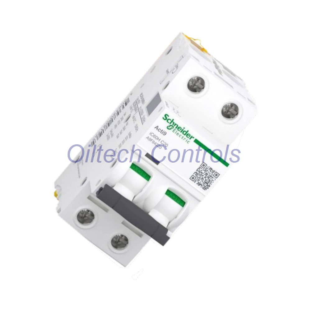Schneider iC60H 2P C20 Acti9 MCB 20A C-Curve DIN Rail