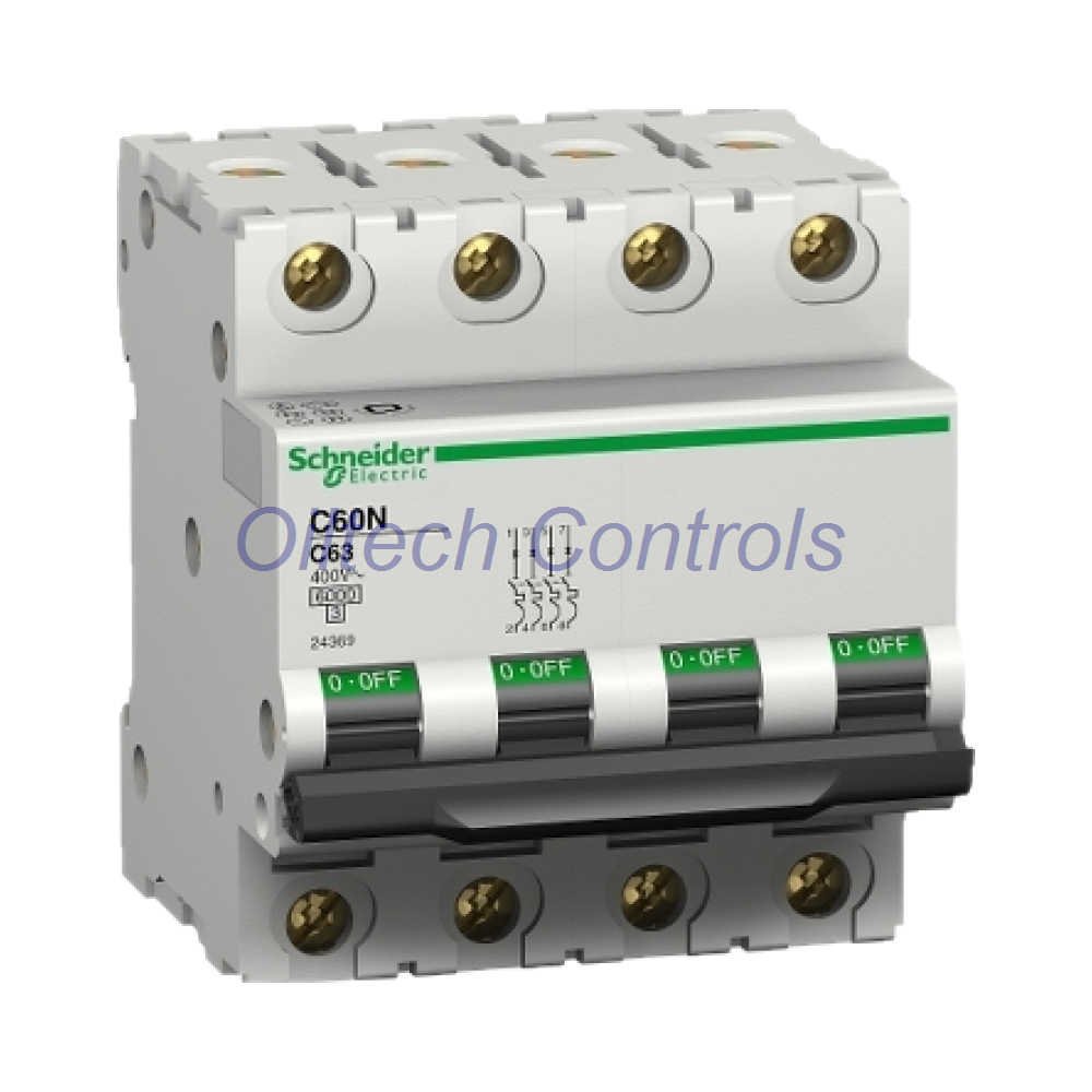 Schneider iC60N 4P C63 Acti9 MCB 6kA 400V AC DIN Rail Circuit Breaker - Image 3