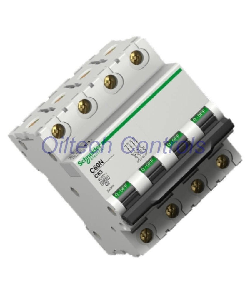 Schneider iC60N 4P C63 Acti9 MCB 6kA 400V AC DIN Rail Circuit Breaker